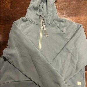 EUC Vuori Restore Half-Zip Hoodie Medium Color is Blue Smoke